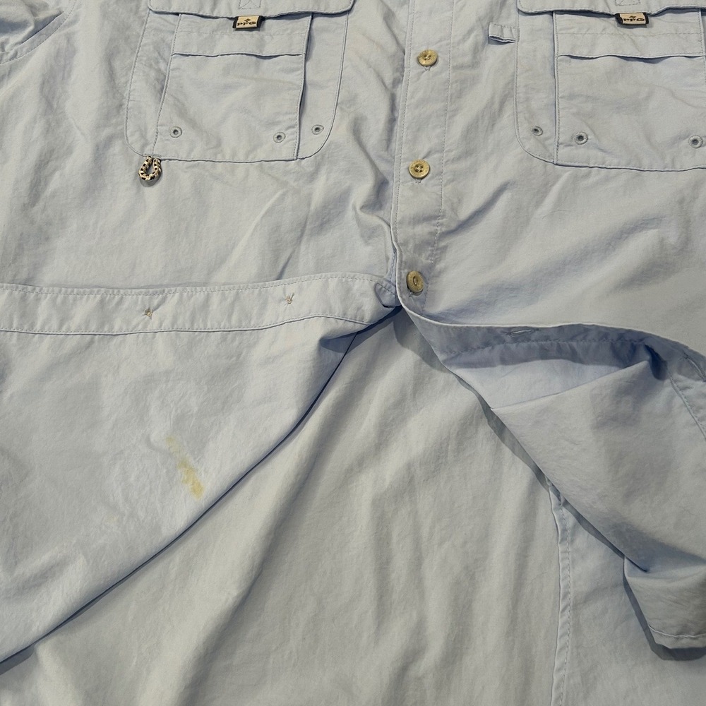 Columbia Blue PFG Omni Shade Fishing Shirt Mens Large w/company logo - Picture 8 of 11